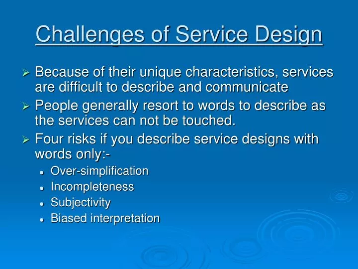 challenges of service design