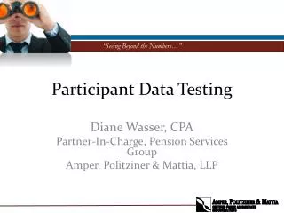 Participant Data Testing