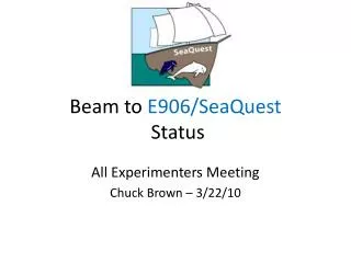 Beam to E906/SeaQuest Status