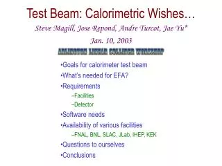 Test Beam: Calorimetric Wishes…