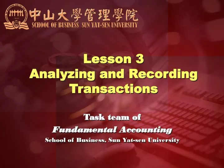 lesson 3 analyzing and recording transactions
