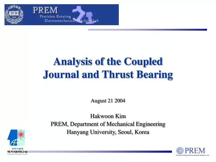 analysis of the coupled journal and thrust bearing