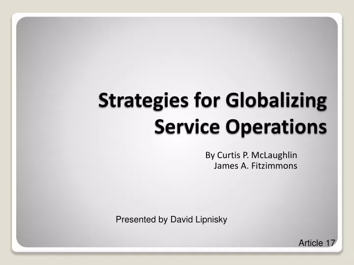 strategies for globalizing service operations