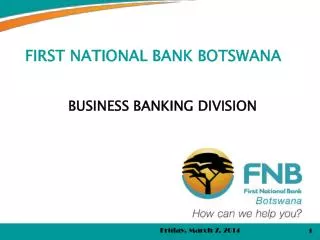 FIRST NATIONAL BANK BOTSWANA BUSINESS BANKING DIVISION