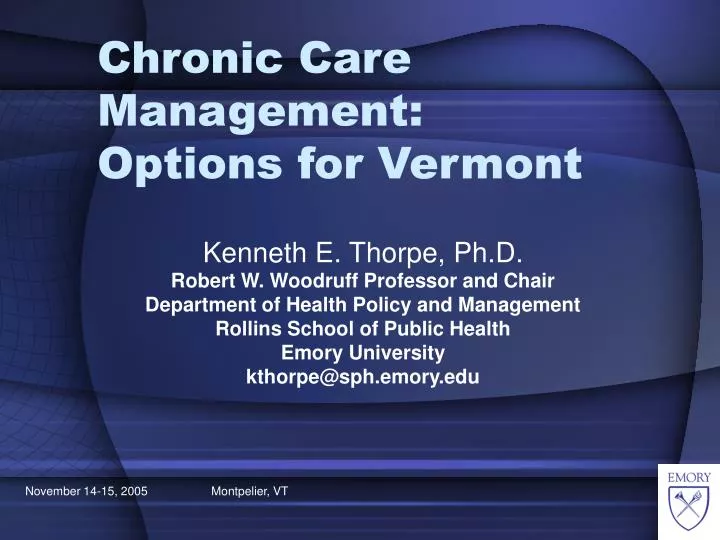 chronic care management options for vermont