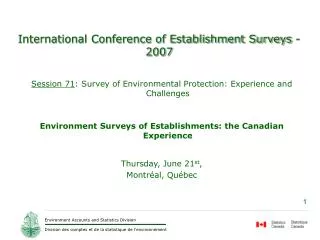International Conference of Establishment Surveys - 2007