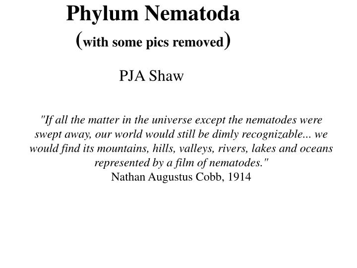 phylum nematoda with some pics removed
