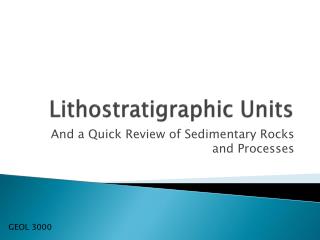 Lithostratigraphic Units