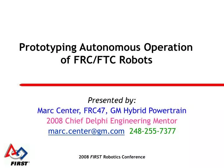 prototyping autonomous operation of frc ftc robots