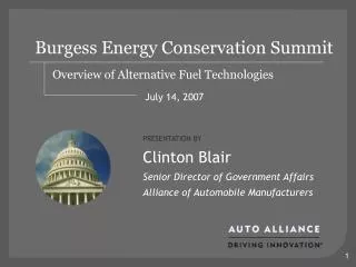 Burgess Energy Conservation Summit Overview of Alternative Fuel Technologies
