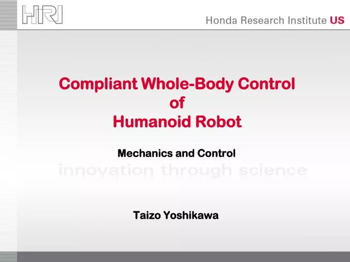 compliant whole body control of humanoid robot