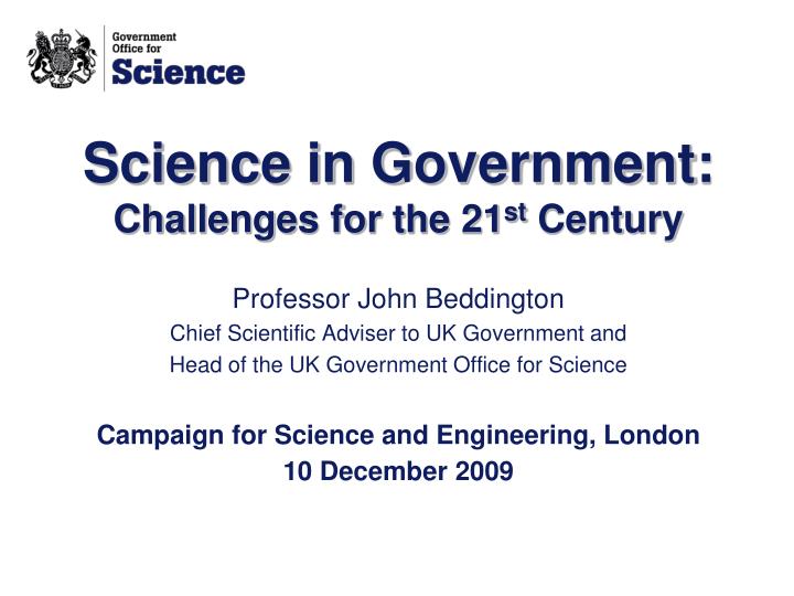 science in government challenges for the 21 st century