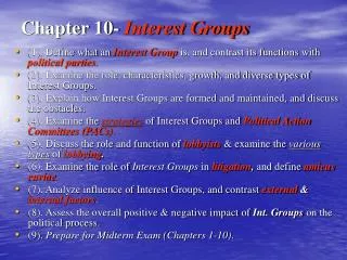 Chapter 10- Interest Groups