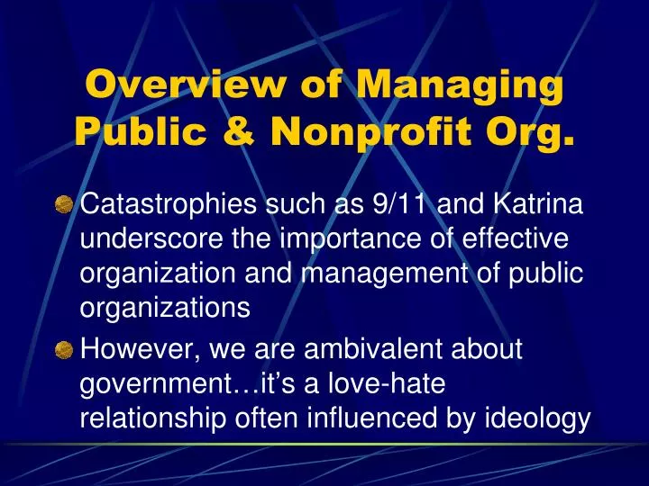 overview of managing public nonprofit org