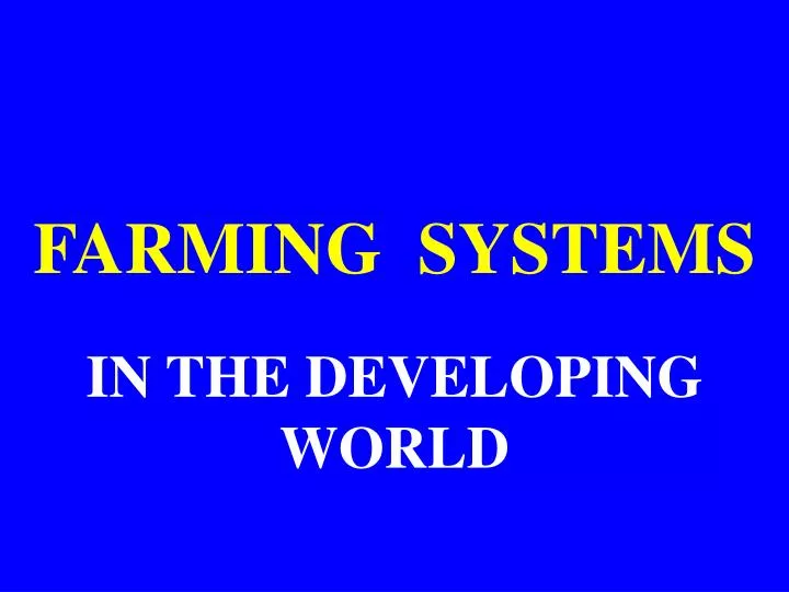 farming systems