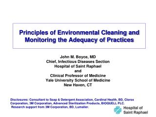 Principles of Environmental Cleaning and Monitoring the Adequacy of Practices