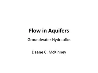 Flow in Aquifers