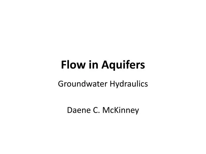 flow in aquifers