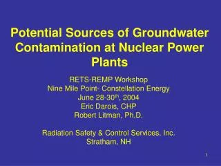 Potential Sources of Groundwater Contamination at Nuclear Power Plants