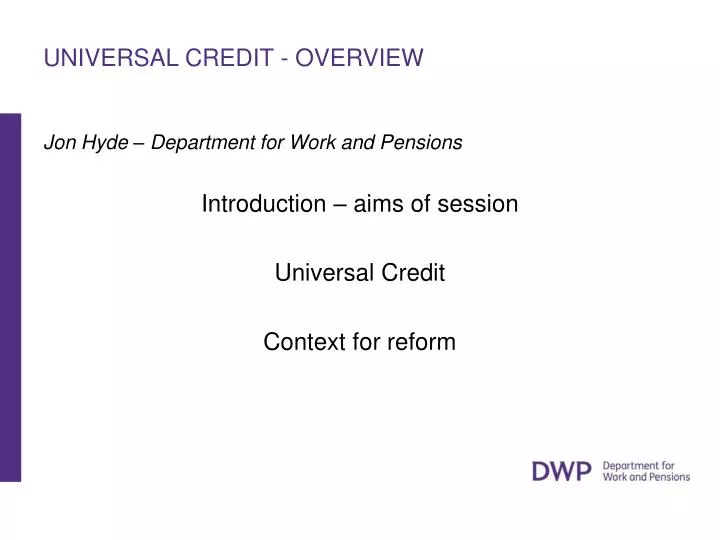 universal credit overview