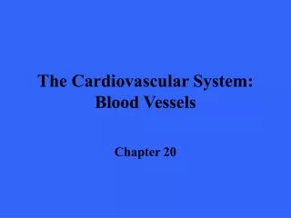 The Cardiovascular System: Blood Vessels