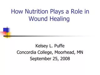 How Nutrition Plays a Role in 	 Wound Healing
