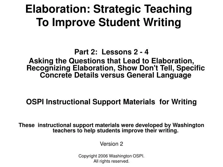 elaboration strategic teaching to improve student writing