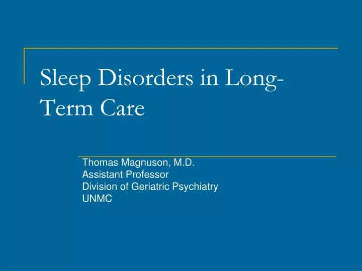 sleep disorders in long term care