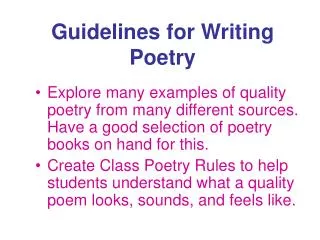 Guidelines for Writing Poetry