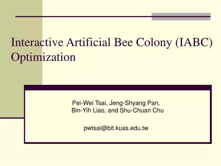 interactive artificial bee colony iabc optimization