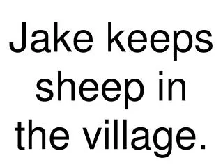 Jake keeps sheep in the village.
