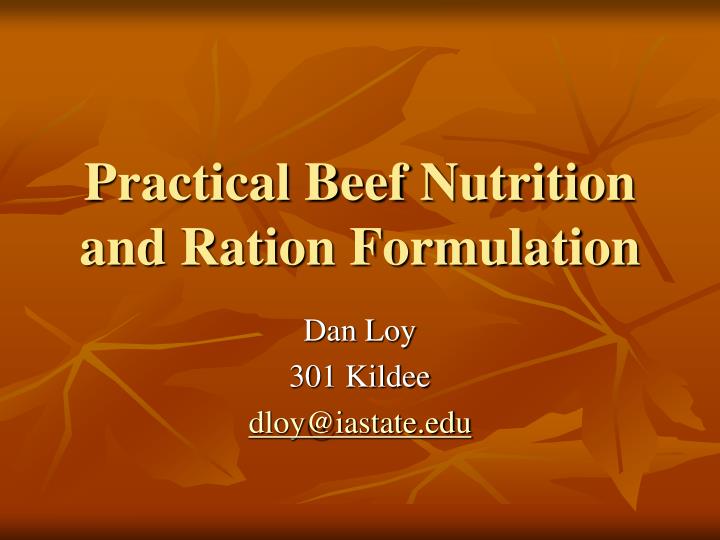 practical beef nutrition and ration formulation