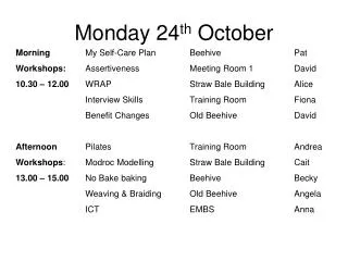 Monday 24 th October