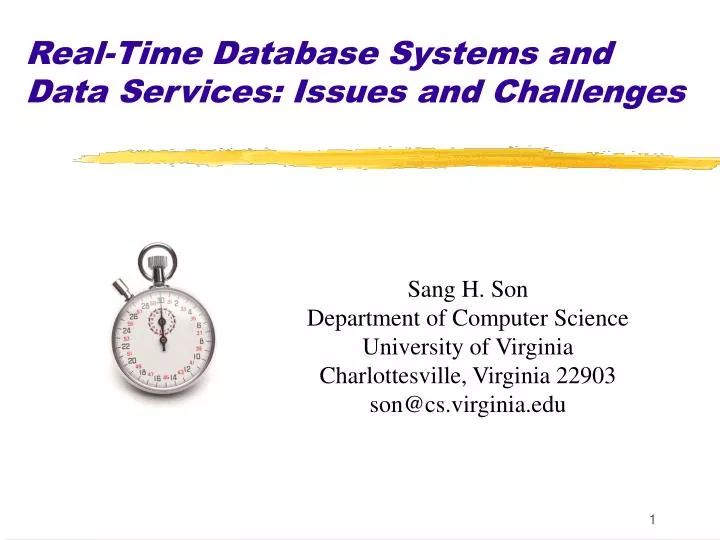 real time database systems and data services issues and challenges
