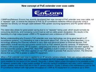 New concept of PoE extender over coax cable