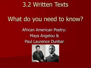 3.2 Written Texts What do you need to know?