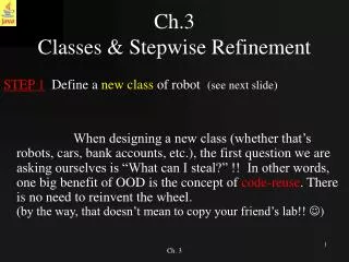 Ch.3 Classes &amp; Stepwise Refinement