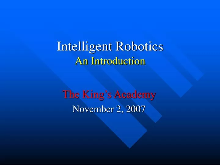intelligent robotics an introduction