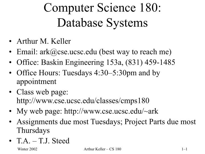computer science 180 database systems
