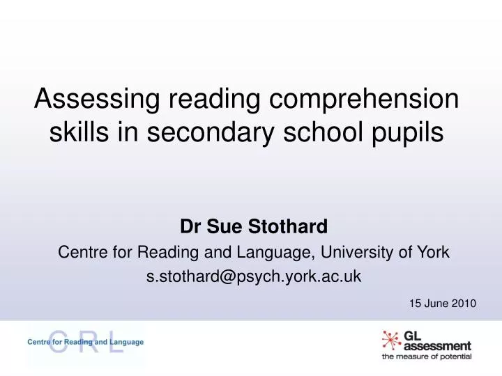 assessing reading comprehension skills in secondary school pupils
