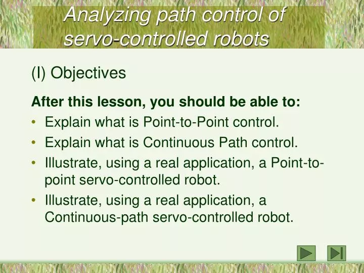 analyzing path control of servo controlled robots