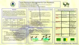 Insect Resistance Management for Corn Rootworm Alan Reynolds, Sharlene Matten, and Tessa Milofsky