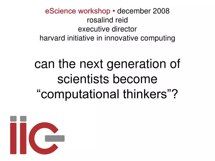 can the next generation of scientists become computational thinkers