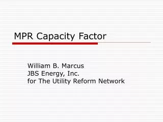 MPR Capacity Factor