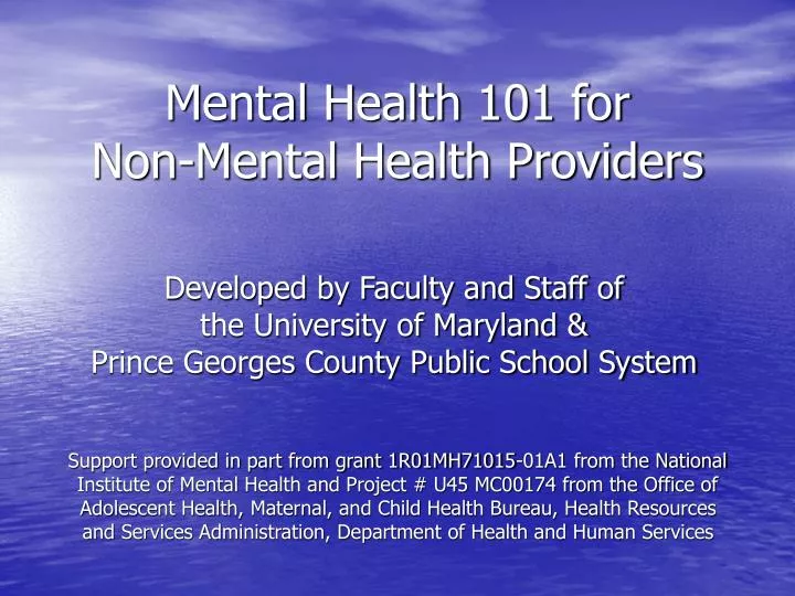 mental health 101 for non mental health providers