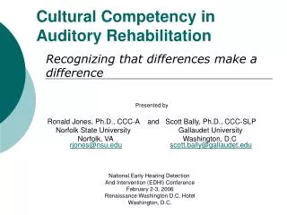 Cultural Competency in Auditory Rehabilitation