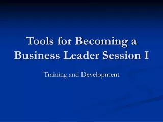 Tools for Becoming a Business Leader Session I
