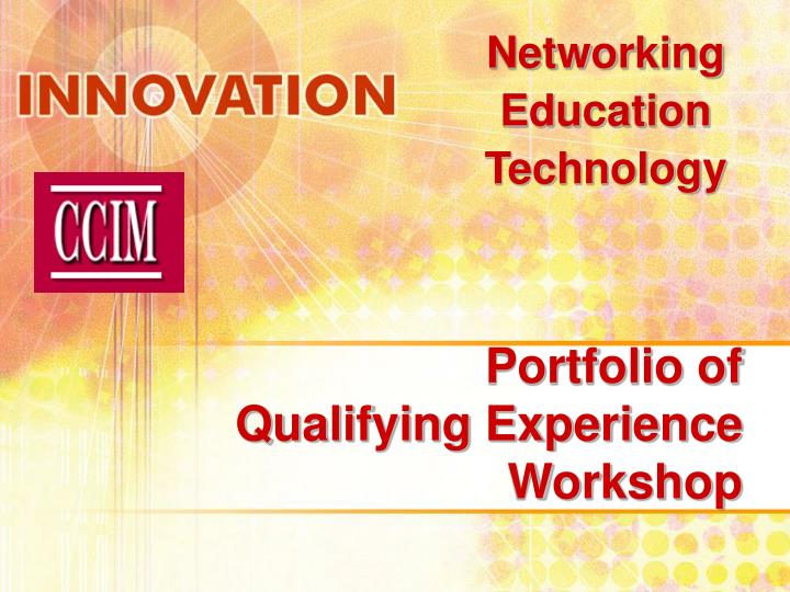 portfolio of qualifying experience workshop