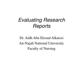 Evaluating Research Reports