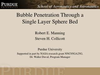 Bubble Penetration Through a Single Layer Sphere Bed